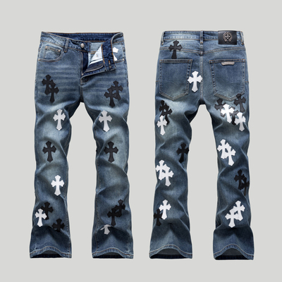高端轻奢十字架牛仔裤男款