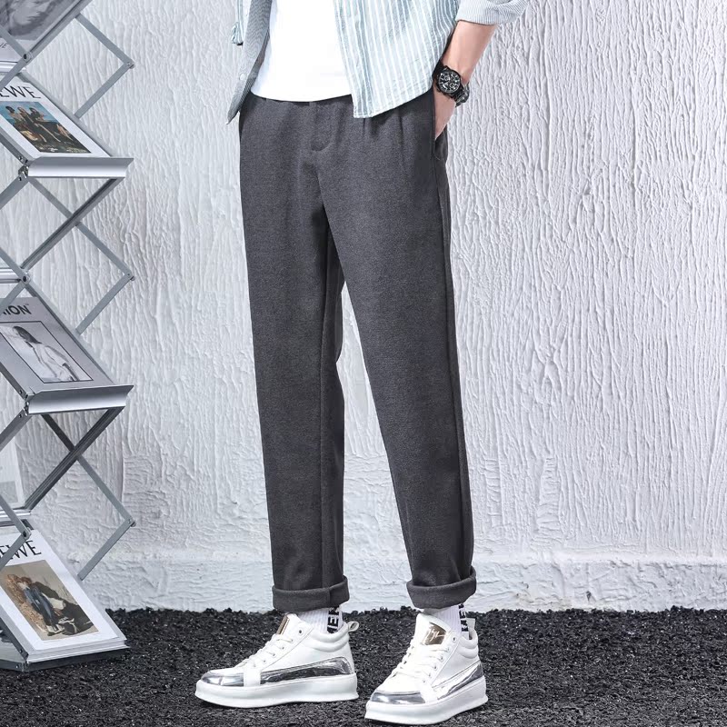 奥呢绒工装宽松直筒长裤休闲