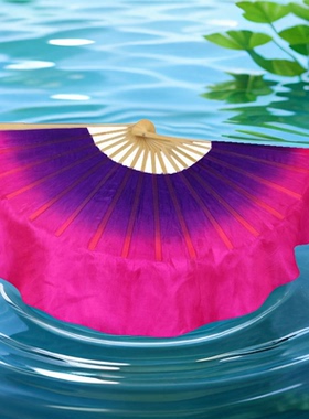 桃花红来杏花白真丝舞蹈扇子山西小花戏广场舞花鼓紫色渐变秧歌扇