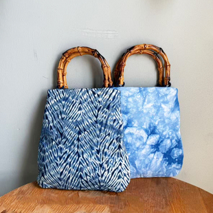 复古扎染手提包中式 包包拎包 旗袍提花汉服竹节国风大容量女包新款
