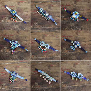 批发蓝染手链云南大理民族风扎染蓝染布手链手绳手镯特色蓝染扎染