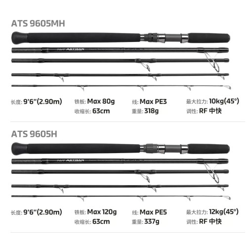 NOEBY诺比五节旅行岸抛铁板竿全富士SIC便携多节远投直柄海钓鱼竿