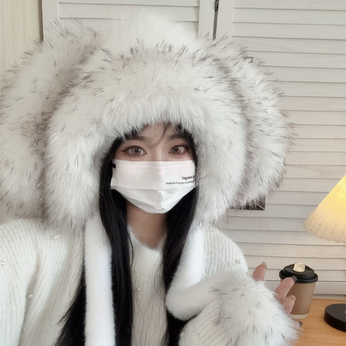 可爱毛绒帽子显脸小冬季加绒保暖