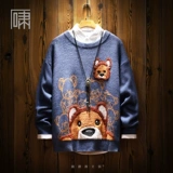 Демисезонный дизайнерский японский ретро трикотажный свитер, тренд сезона, с медвежатами