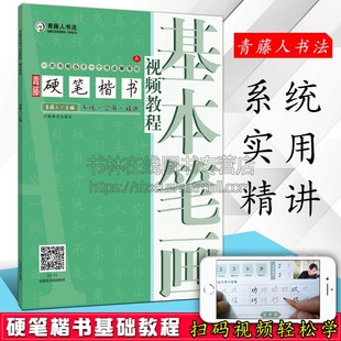 青藤硬笔楷书视频教程 河南美术 铅钢笔硬笔楷书笔画书法基础训练技法图解临摹字帖小学生零基础教学培训机构教材书籍 基本笔画