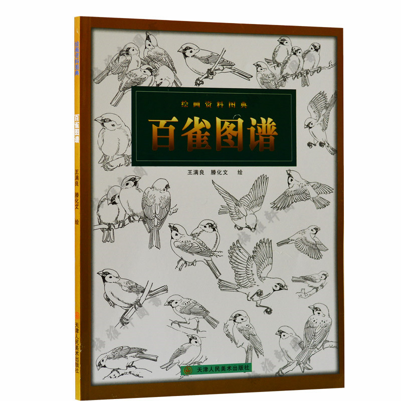 【正版】 百雀图谱 绘画资料图典 麻雀家雀等工笔白描线描画资料素材教材教程辅助 底稿线描稿 天津人民美术出版社 正版书籍