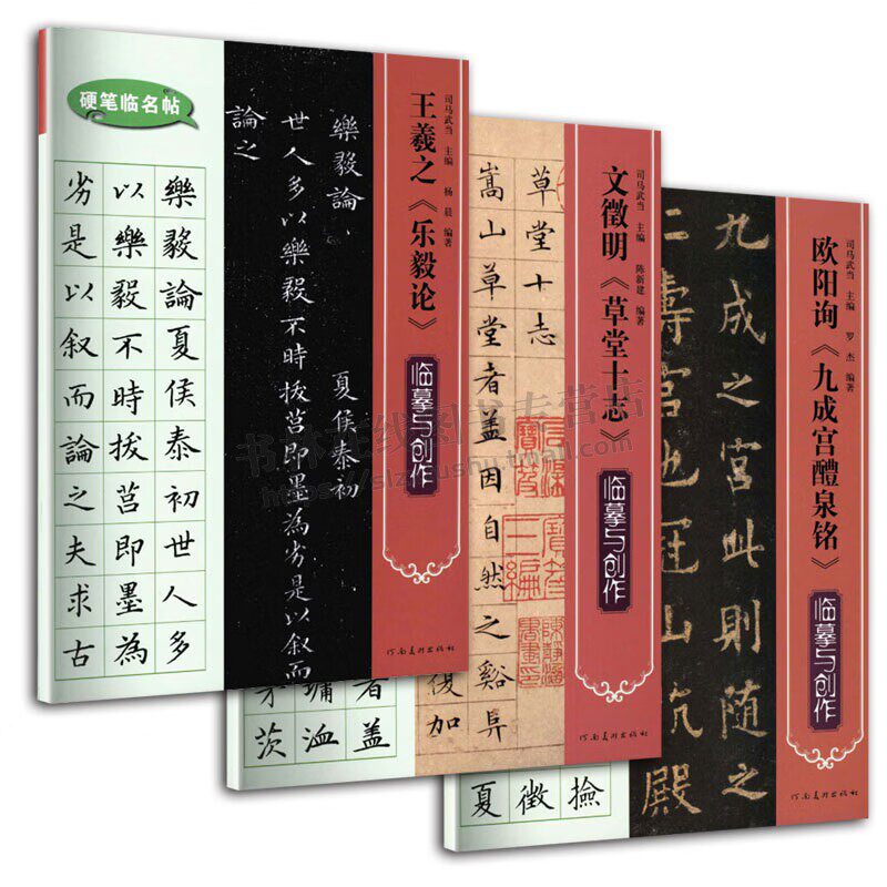 硬笔临名帖(共3册)王羲之《乐毅论》欧阳询《九成宫醴泉铭》文徵明《草堂十志》临摹与创作硬笔书法 硬笔书法字帖 河南美术出版