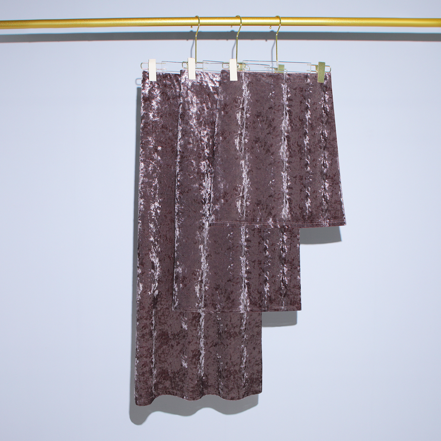 紫咖色 高端春夏新款钻石绒国风高级感高腰中长款A字直筒半身裙