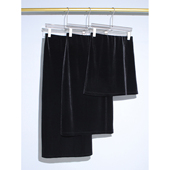 高腰半身裙 高密度 黑色丝绒 秋冬显瘦长裙松紧腰开叉A字直筒裙