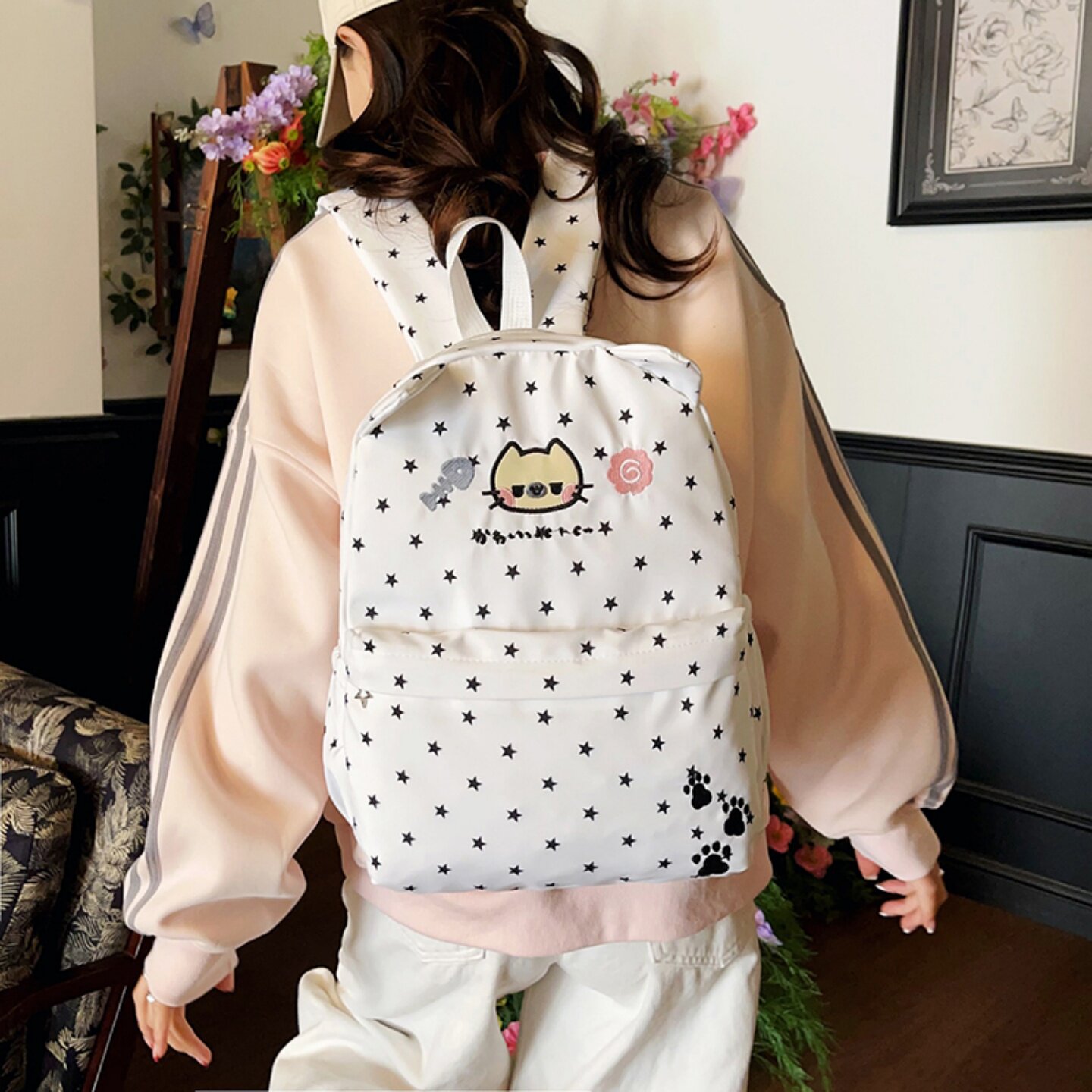 可爱星星小猫耳朵书包女2026新款春初高中生大学生双肩包通勤上课