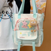 可爱撞色小清新斜挎包日系学院风少女大容量托特包学生上课补习包