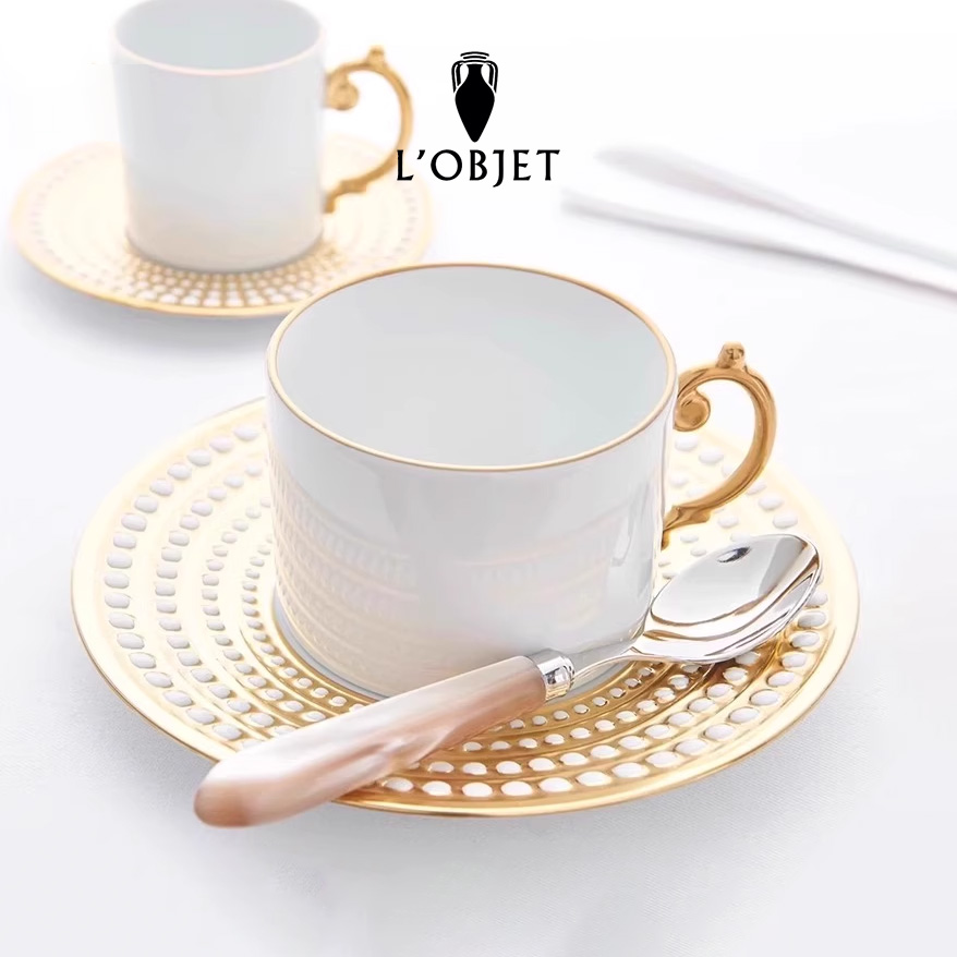 L'OBJETPerlée珍珠链陶瓷茶杯
