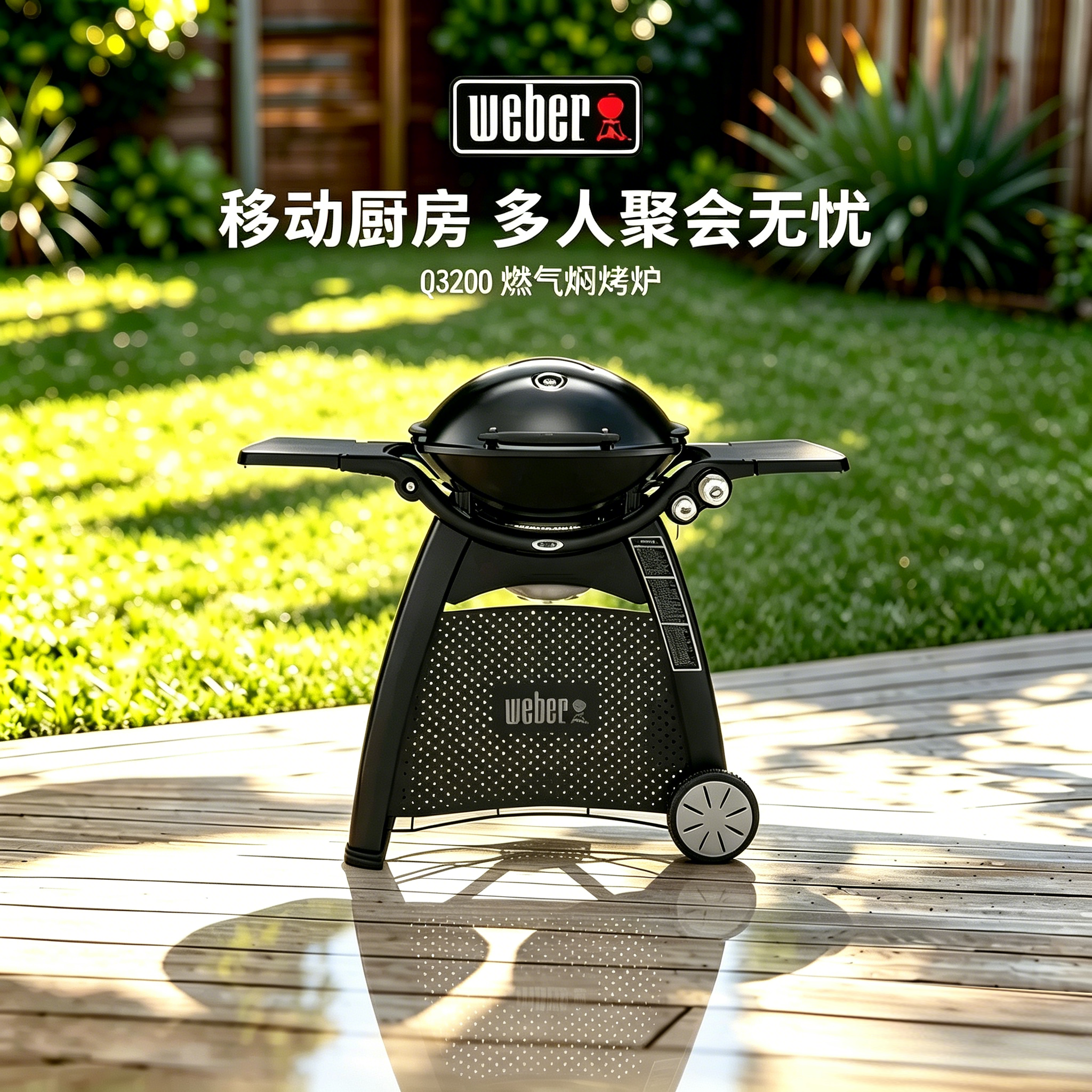 Weber威焙户外烧烤炉低烟燃气焖烤炉家用煤气烧烤架烤肉炉子Q3200