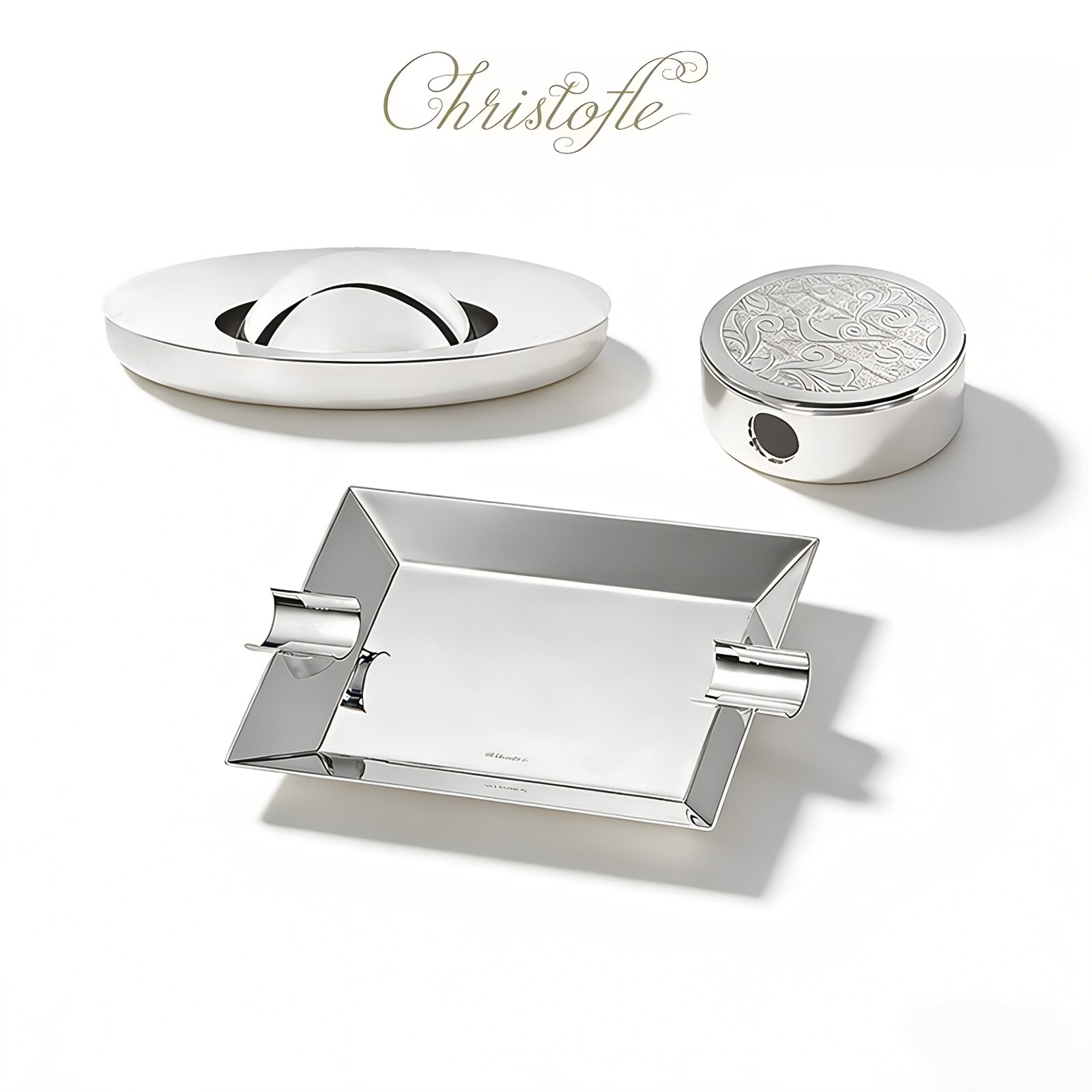 CHRISTOFLE 昆庭 伊甸花园十周年纪念系列镀银烟灰缸家用创意送礼