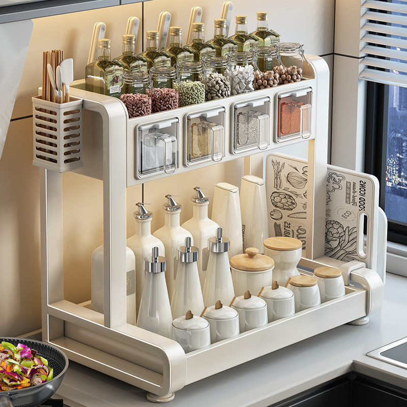 厨房调料置物架盐调味品盒瓶罐多功能组合刀架家用台面多层收纳层