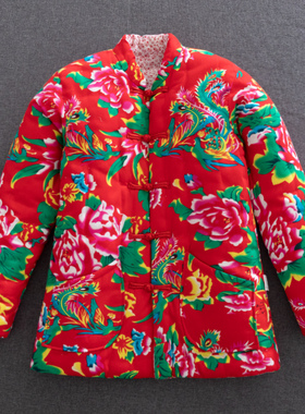 东北大花布纯棉花手工棉衣 男女冬季加厚保暖修身嘻哈民族风棉袄