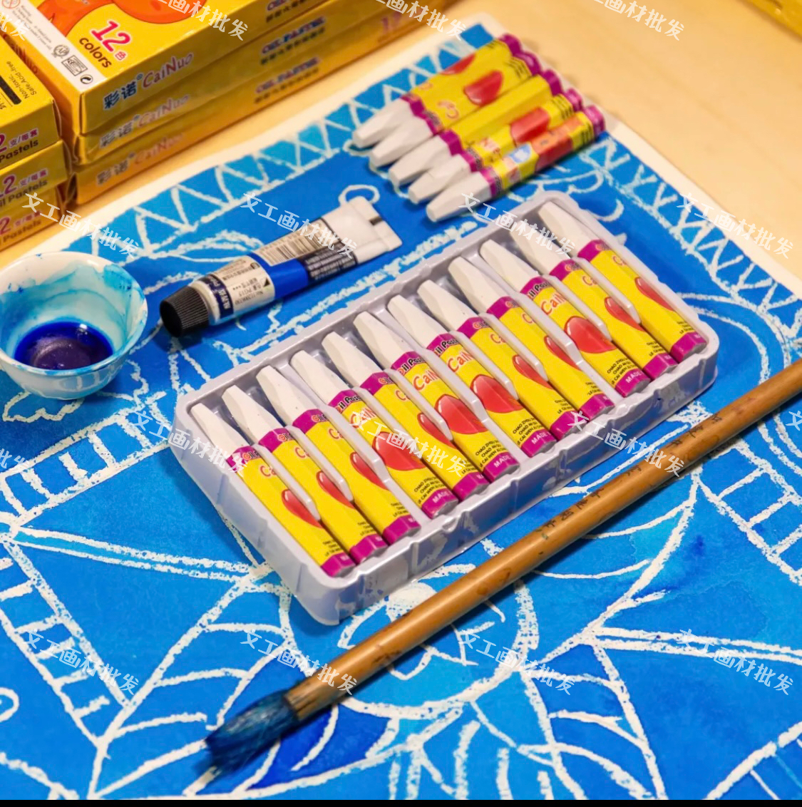 彩诺油画棒蜡染画同款蜡笔
