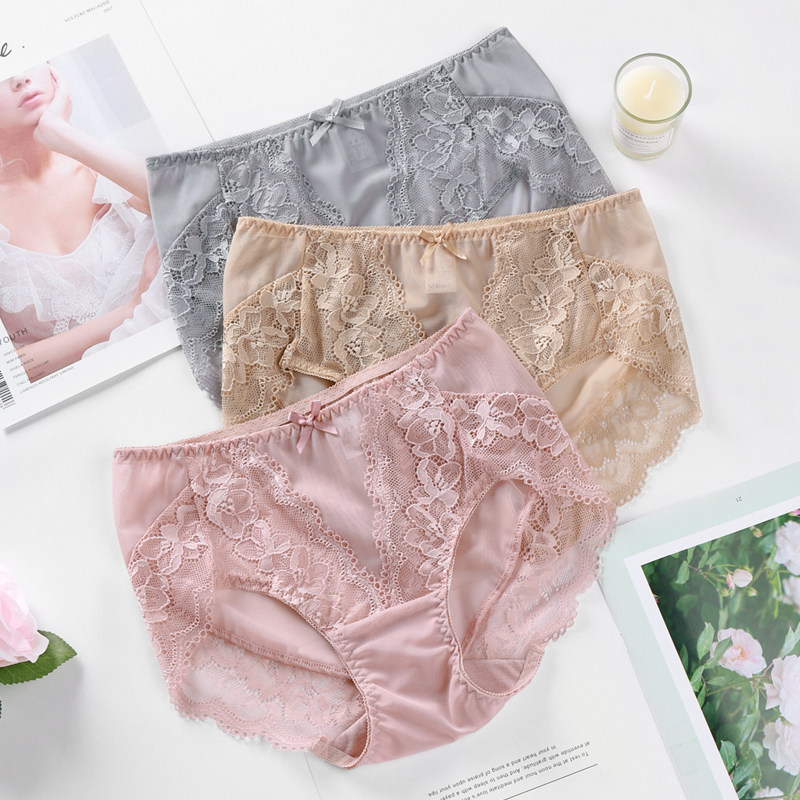 内裤女蕾丝日系网纱透视中高腰大码胖mm纯棉裆黑色无痕短裤三角裤,女士内衣/男士内衣/家居服,女三角裤,淘宝优惠券,粉丝福利购,淘宝优惠卷