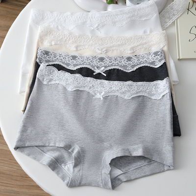 蕾丝蝴蝶结抑菌加长裆少女平角裤