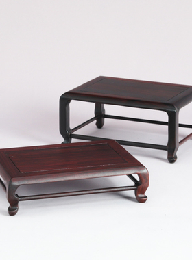 黑檀实木明式方台花瓶古玩摆件瓷器茶壶盆景玉石底座加高木托中式