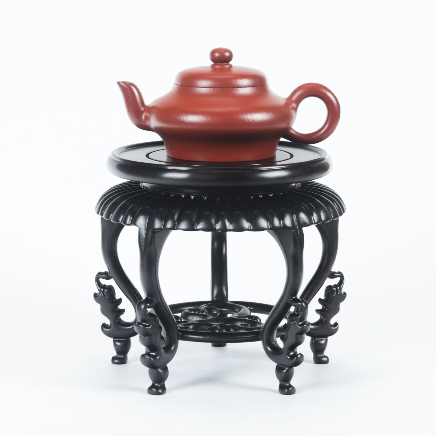 紫光檀精品圆形花几盆景花瓶瓷器茶壶佛像玉石古玩摆件底座木雕