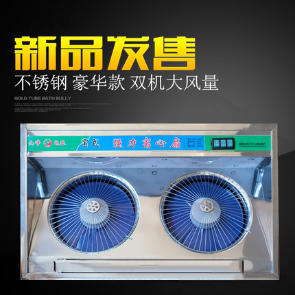 豪华不锈钢排气扇双排连体窗式厨房抽油烟风机强力家用吸油烟通风