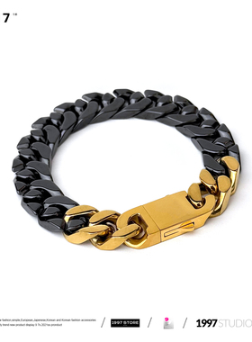 时尚陶瓷古巴链条手链黑金配色