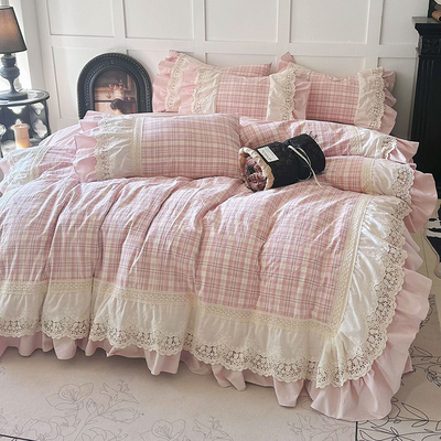 荷叶边四件套纯棉公主床品