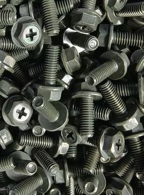 M6*16mm军绿色防锈法兰螺栓螺帽外六角十字两用M10防松螺母