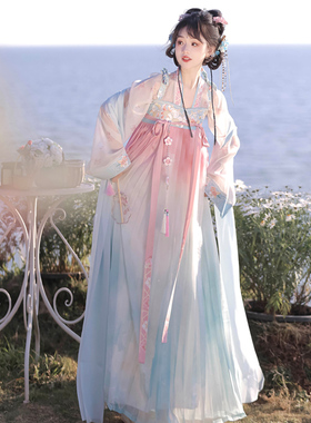 吾欣怡原创[春海棠]唐制汉服女直领对襟齐胸襦裙日常仙气春夏新款