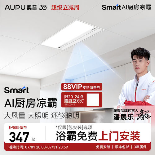 抗油烟滤网负离子净化摆页吹风无线遥控照明