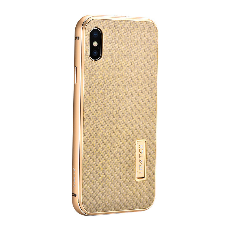 iMatch Luxury Aluminum Metal Bumper Carbon Fiber Back Cover Case for Apple iPhone X