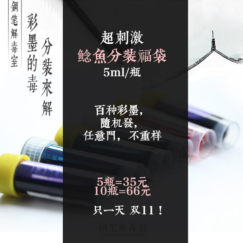 美国 Noodler's Ink鲶鱼墨水5l分装彩墨文具福袋永恒黑阿帕奇晚霞