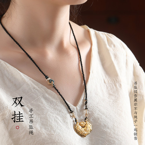 双挂吊坠挂绳黄金锦鲤锁挂件