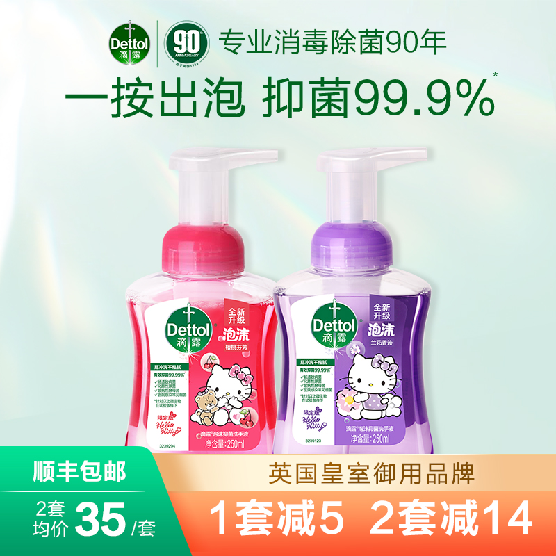 【百亿补贴】滴露泡沫抑菌洗手液250ml*2儿童学生家用清洁护手