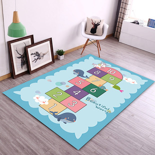 卡通跳房子皮革地垫可擦洗免洗PVC防水防油防滑脚垫玩具垫客厅垫