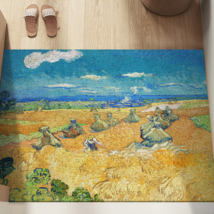 油画梵高丝圈地垫入户门进门脚垫家用玄关进门垫耐脏可裁剪地垫