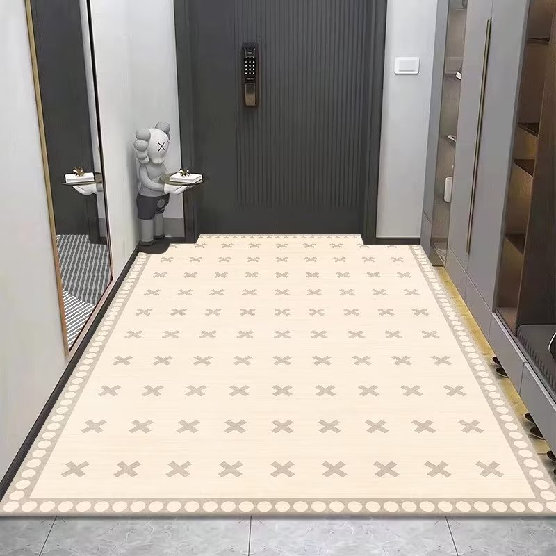 法式极简皮革地垫可擦洗免洗PVC防水防油防滑脚垫入户门口进门垫