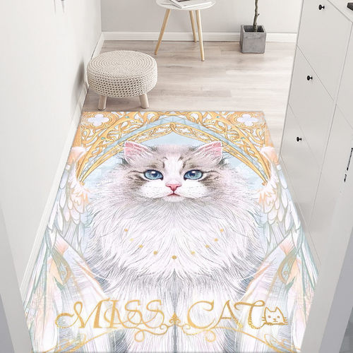 皮革卡通猫咪入户门防水防油地垫