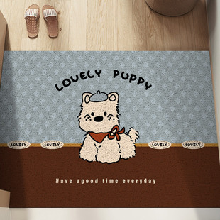 卡通狗狗西高地丝圈入户门地垫进门垫免打理耐磨蹭土可裁剪门垫
