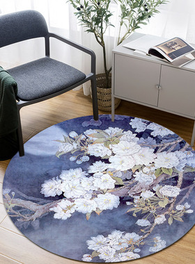 中式圆形皮革地垫可擦洗免洗PVC防水防油防滑脚垫吊篮垫转椅垫