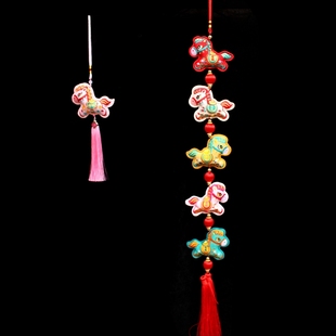 2026马年春节装饰生肖串挂饰双面刺绣新年元旦卧室客厅背景墙挂件