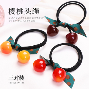 新品樱桃头绳发圈橡皮筋女扎头ins日系J网红简约气质冷淡风韩版扎