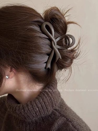 磨砂质感！蝴蝶结抓夹！气质百搭发夹飘带设计感鲨鱼夹头饰高级感