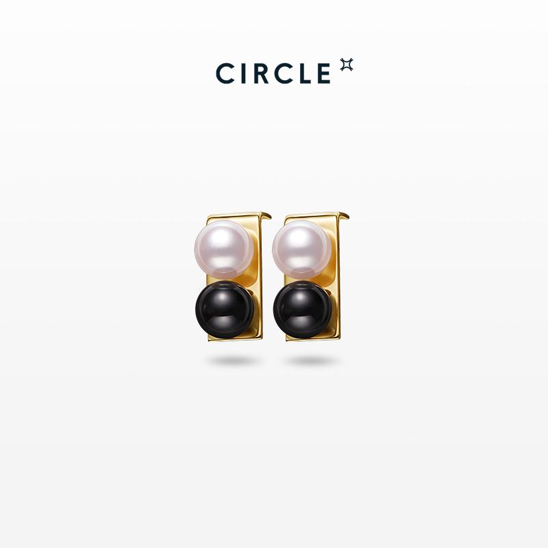 CIRCLE贴近系列黑白玛瑙珍珠耳饰