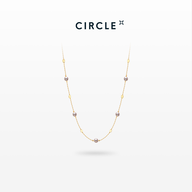 CIRCLE18k金高亮珍珠项链
