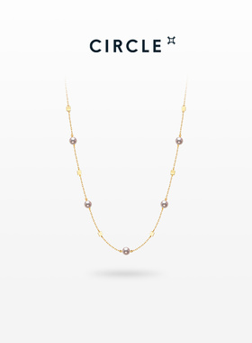 CIRCLE珠宝纸吹雪高亮akoya海水珍珠项链18K金满天星珍珠项链