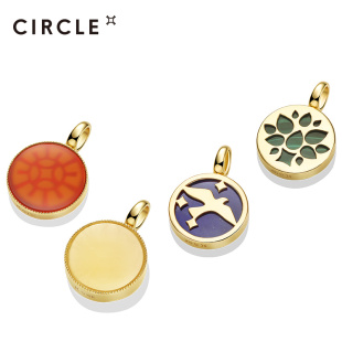 CIRCLE珠宝玛瑙青金石孔雀石蜜蜡18K金双面宝石吊坠女 8折清仓