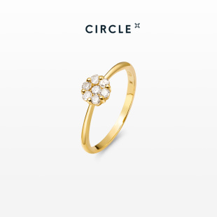 CIRCLE珠宝绽放之心系列18K金20分群镶钻石花戒指订婚结婚钻戒