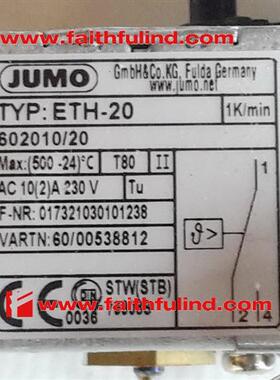 议价Jumo 00538812 久茂全新温度传感器 ETH-20 602010/20 500度